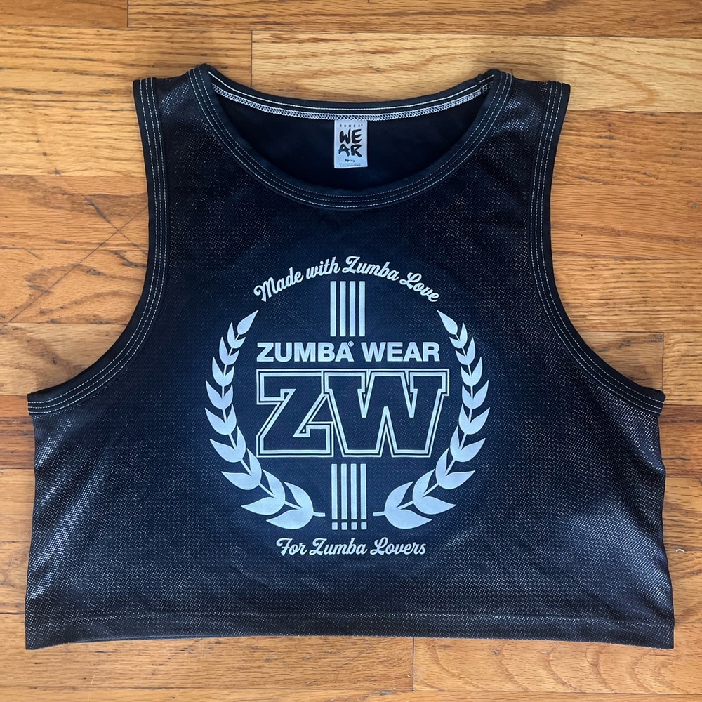 Zumba Fitness Black Crop Top with White Logo